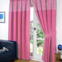 Pink Pencil Pleat Gingham Curtains