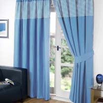 Blue Pencil Pleat Gingham Curtains