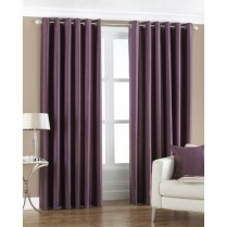 Pair of Purple Faux Silk Eyelet Curtains