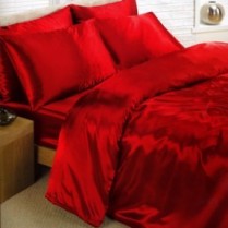 Red Super King Bed Size Satin Complete Duvet Cover Bed Set