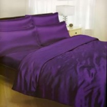 Deep Purple Super King Bed Size Satin Complete Duvet Cover Bed Set