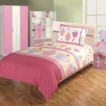 Children's Kids CUPCAKE DESIGN DUVET COVER AND PILLOWCASE SET By Viceroybedding