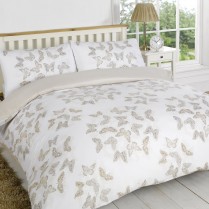 Stephanie BUTTERFLY Gold / Beige Reversible Duvet Cover and Pillowcases Set