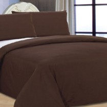 6pc Reversible Complete Chocolate Brown / Cream Duvet Cover and Fitted Sheet Bed Set