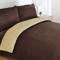 6pc Reversible Complete Chocolate Brown / Latte Duvet Cover and Fitted Sheet Bed Set