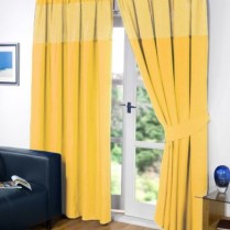 Yellow Pencil Pleat Gingham Curtains