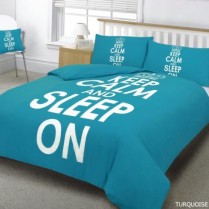 KEEP CALM Turquoise Duvet Cover Pillow Case Bed Set