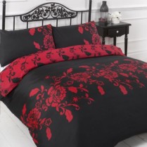 Kensington Design Black / Red  Duvet / Quilt Cover and Pillow Cases Set