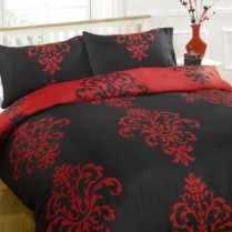 Savoy Black / Red Duvet Quilt Cover & Pillow Cases Bedding Set