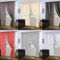 Pair of Plain Voile SLOT TOP Curtain Panels + Free Tiebacks